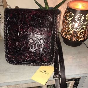 Patricia Nash Leather Crossbody - Tooled Plum